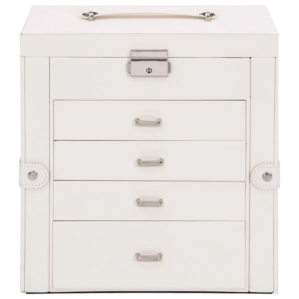 vidaXL Sieradendoosje 5-laags met spiegel afsluitbaar wit