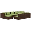 vidaXL 10-delige Loungeset met kussens poly rattan bruin