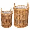 vidaXL Plantmand met opslag 2 pcs Bruin Kubu Rattan