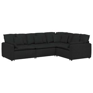 vidaXL Modulaire bank met kussens stof zwart