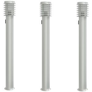 vidaXL Buitenvloerlampen 3 st stopcontact 110 cm roestvrijstaal zilver