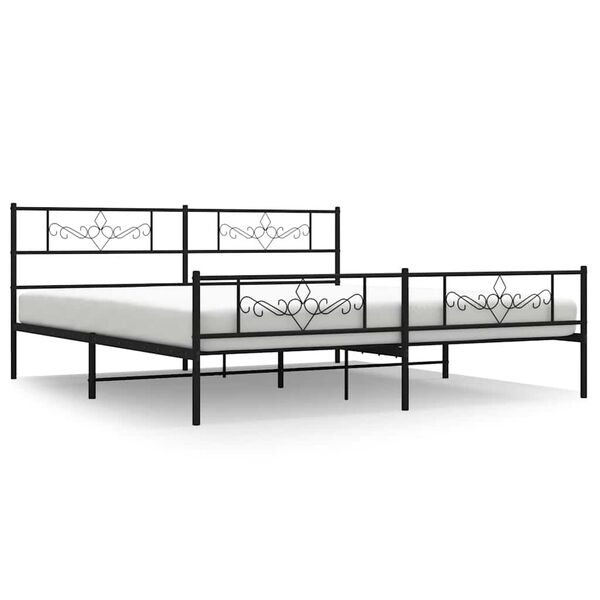 vidaXL Bedframe met hoofd- en voeteneinde metaal zwart 193x203 cm