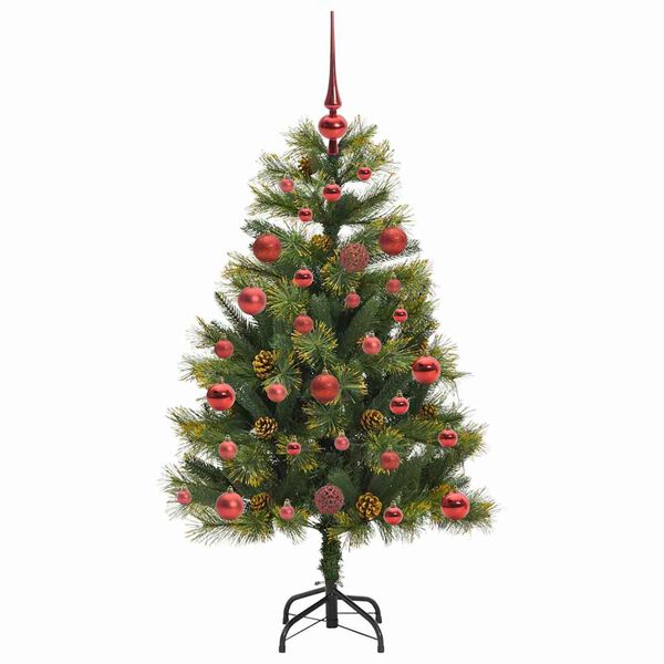 vidaXL Kunstmatige Scharnier Kerstboom met Cones Groen 120 cm