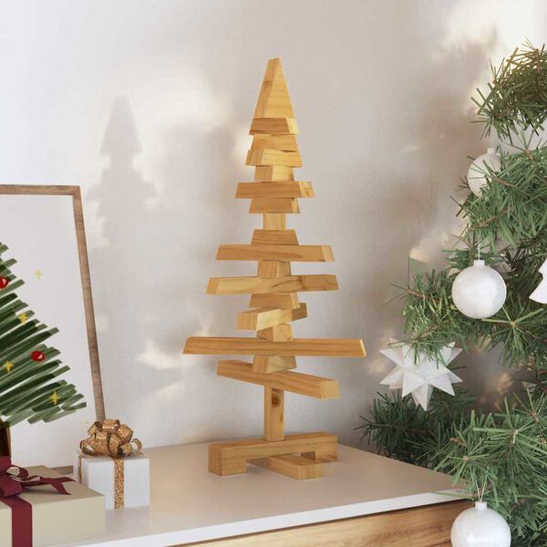 vidaXL Houten kerstboom met standaard Bruin 60 cm Massief grenenhout