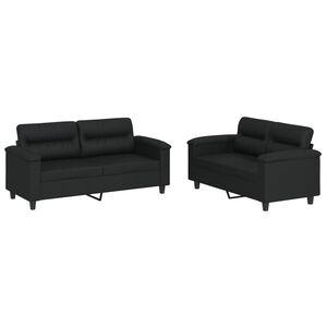 vidaXL 2-delige Loungeset met kussens kunstleer zwart