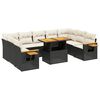 vidaXL 10-delige Loungeset met kussens poly rattan zwart