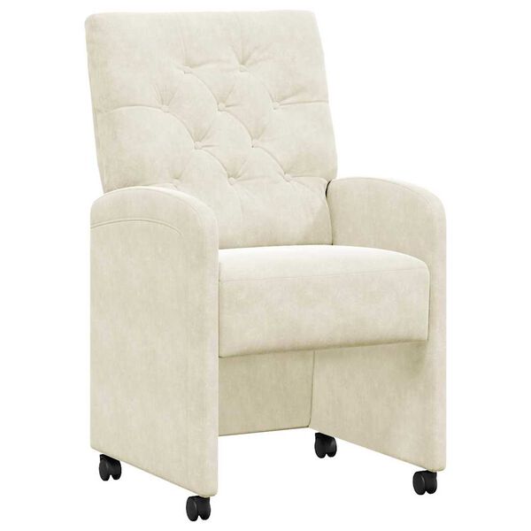 vidaXL Dining Stoelen met Wielen 2 pcs Cr&egrave;me 58 x 67 x 97 cm Fluweel