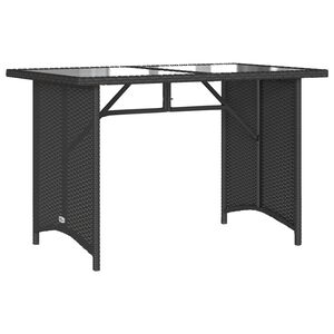 vidaXL Tuintafel met glazen blad 110x68x70 cm poly rattan zwart