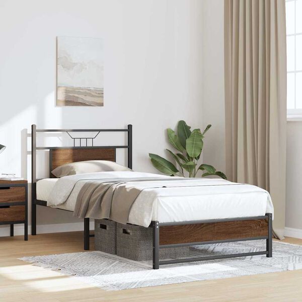 vidaXL Bedframe zonder matras bewerkt hout bruin eikenkleur 75x190 cm