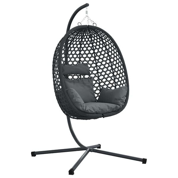 vidaXL Hangende ei-stoel Antraciet en zwart 104 x 100 x 191 cm