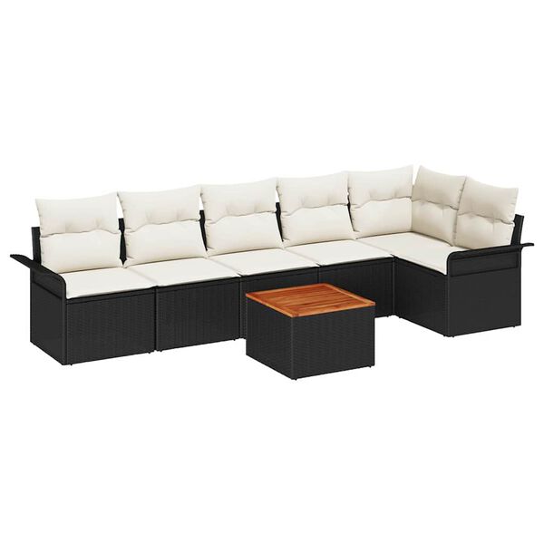 vidaXL Tuin Sofa Set 7 pcs Zwart Poly riet