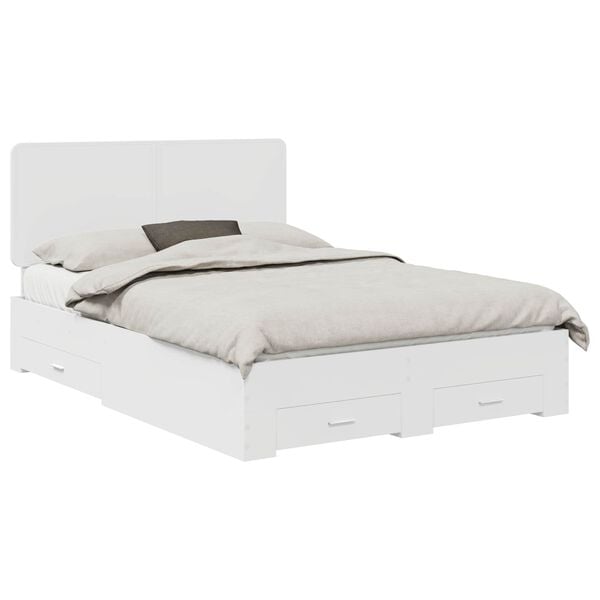 vidaXL Bedframe met hoofdeinde met lade Wit 140 x 190 cm Bewerkt hout