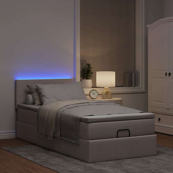vidaXL Ottoman bed met matras en LED's 100x200 cm stof taupe