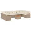 vidaXL 11-delige Tuinset met kussens poly rattan beige