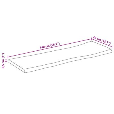 vidaXL Tafelblad met natuurlijke rand 140x40x2,5 cm massief mangohout