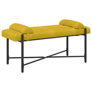vidaXL Knop-gestept Bankje met Kussens Geel 110 x 40 x 46 cm fluweel