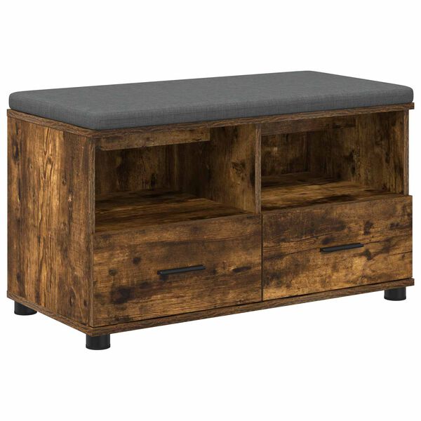 vidaXL Halbank met kussen met lade Gerookt eiken 80 x 38 x 46 cm