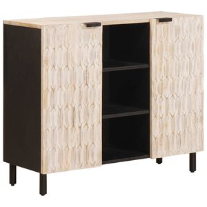 vidaXL Dressoir Witte Was Afwerking 90 x 33 x 75 cm Massief Mango Hout