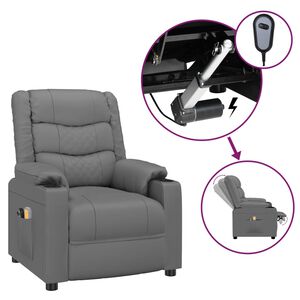 vidaXL Massagestoel elektrisch kunstleer grijs