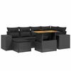 vidaXL 7-delige Loungeset met kussens poly rattan zwart