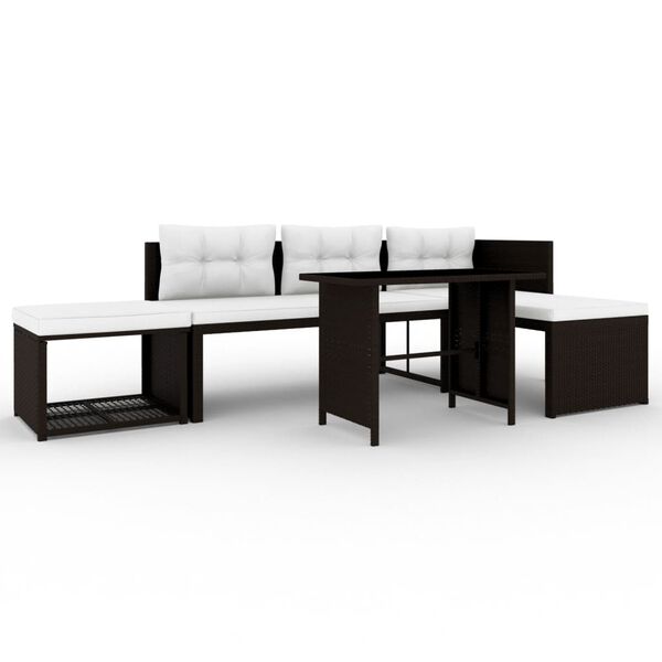 vidaXL 4-delige Loungeset poly rattan bruin