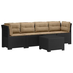vidaXL 4-Persoons Tuin Sofa met Kussens Rieten Look PP Antraciet