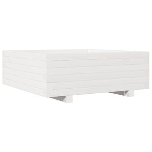 vidaXL Plantenbak 70x70x26,5 cm massief grenenhout wit
