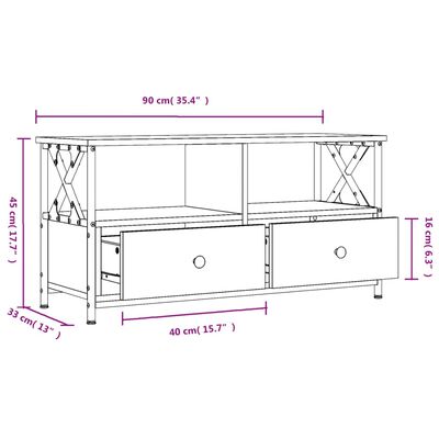 vidaXL Tv-meubel 90x33x45 cm bewerkt hout en ijzer zwart