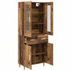 vidaXL Hoge kast met lade Oud Hout 69,5 x 34 x 180 cm Bewerkt hout