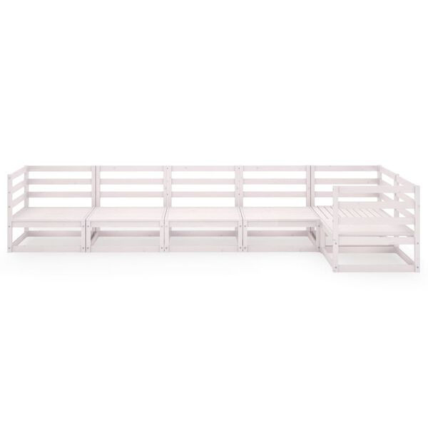 vidaXL 6-delige Loungeset massief grenenhout wit