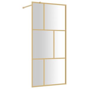 vidaXL Inloopdouchewand transparant 80x195 cm ESG-glas goudkleurig