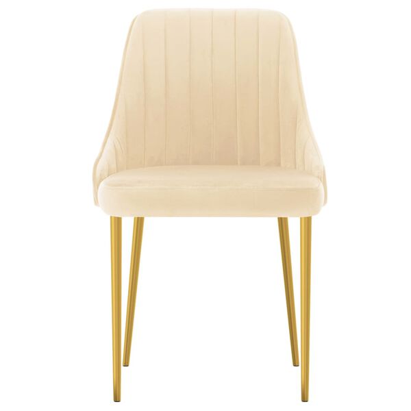 vidaXL Eetkamerstoelen 2 st fluweel cr&egrave;mekleurig