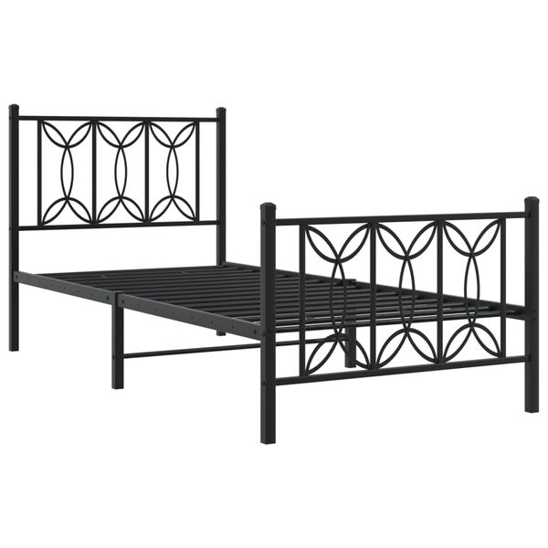 vidaXL Bedframe met hoofd- en voeteneinde metaal zwart 90x190 cm
