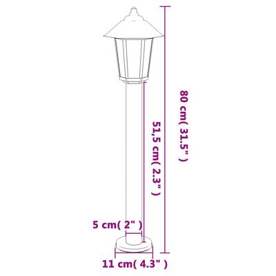 vidaXL Buitenvloerlamp 80 cm roestvrijstaal zilverkleurig