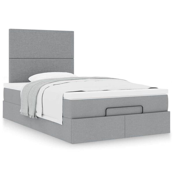 vidaXL Ottoman bed met matras 120x190 cm stof lichtgrijs