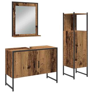 vidaXL Badkamermeubelset met plank met opslag 3 pcs Bruin Bewerkt hout