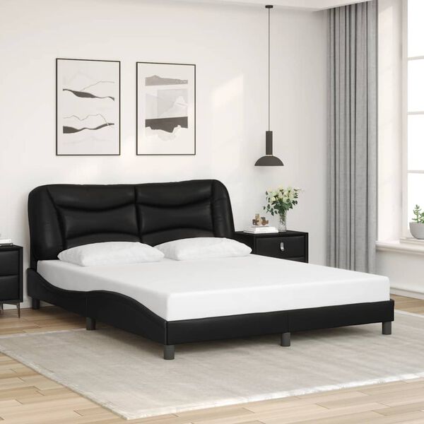 vidaXL Bedframe zonder matras "Hvar" kunstleer zwart 160x200 cm