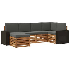 vidaXL Hoekbank Set met kussen 6 pcs Natuurlijk en Antraciet