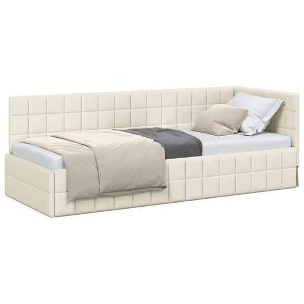 vidaXL Hoekbedframe met hoofdeinde Cr&egrave;me 80 cm x 200 cm Fluweel