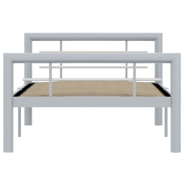 vidaXL Bedframe metaal grijs en wit 90x200 cm