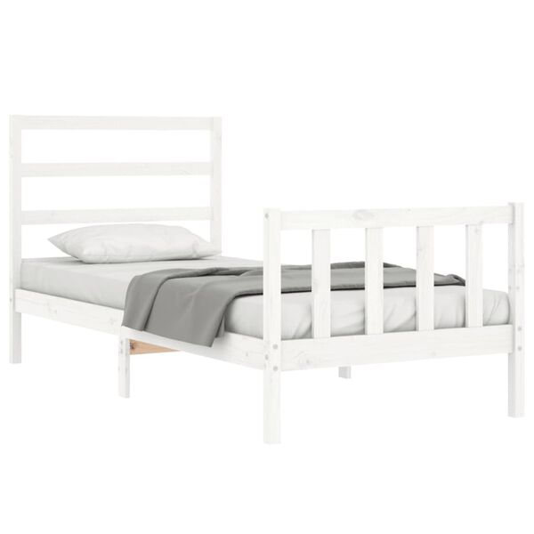 vidaXL Bedframe met hoofdbord massief hout wit