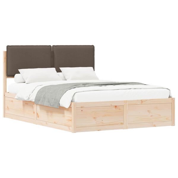 vidaXL Bedframe met Gevoerd Hoofdgedeelte Taupe 140 x 190 cm