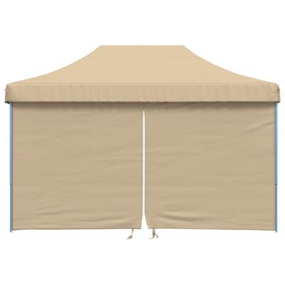 vidaXL Partytent inklapbaar pop-up met 4 zijwanden beige