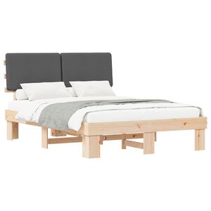 vidaXL Bedframe met Gevoerd Hoofdgedeelte Donkergrijs 135 x 190 cm