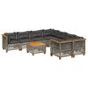 vidaXL 9-delige Loungeset met kussens poly rattan grijs