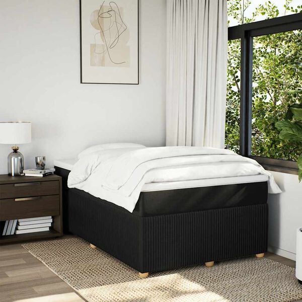 vidaXL Boxspring met matras stof zwart 120x190 cm