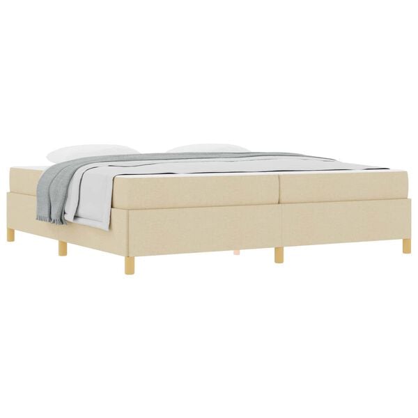 vidaXL Bedframe met matras Cr&egrave;me 200 x 200 cm Stof