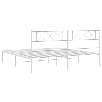 vidaXL Bedframe met hoofdbord metaal wit 180x200 cm