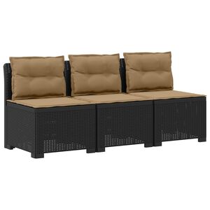 vidaXL 3-zits tuinbank met kussens in rattanlook 3-zits PP Antraciet