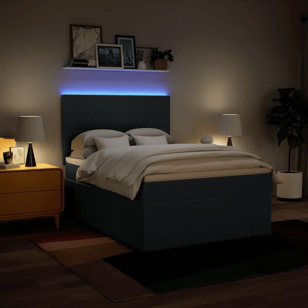 vidaXL Boxspring met matras stof blauw 160x200 cm